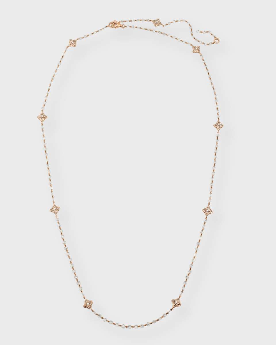 18K Rose Gold Blossom Diamond Station Necklace, 32"L, 12.5tcw